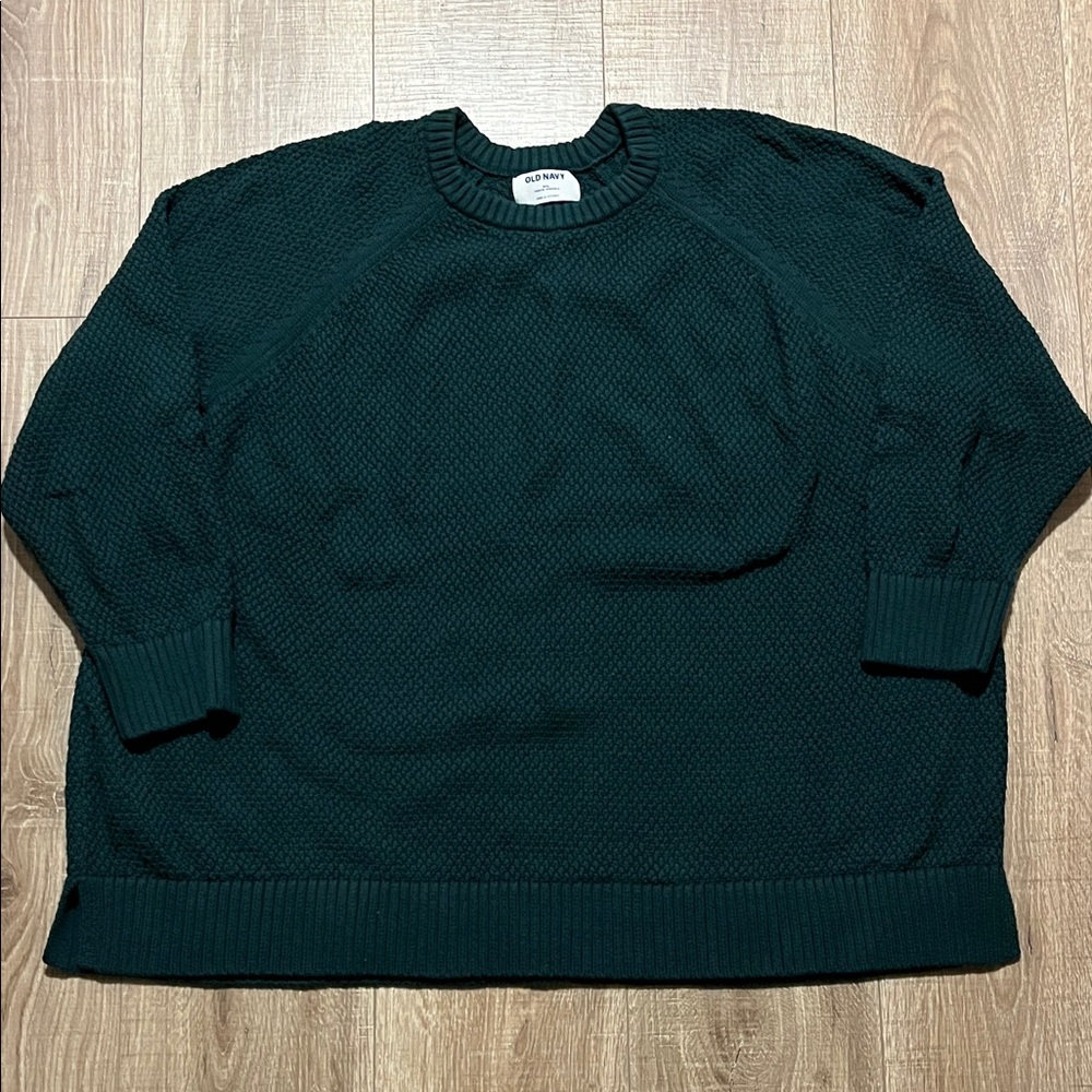 Women’s Old Navy Deep Green Textured Crewneck Sweater Size XXL